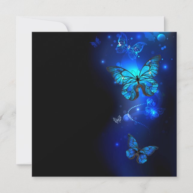 Carte Papillon Morpho sur fond sombre (Devant)