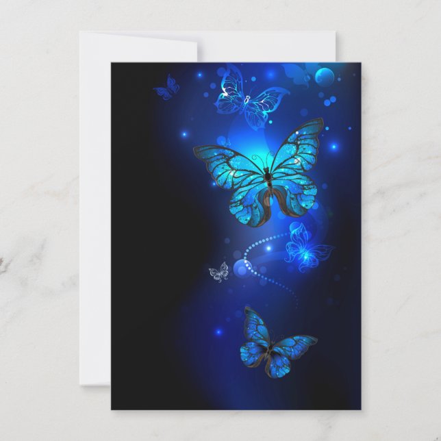 Carte Papillon Morpho sur fond sombre (Devant)