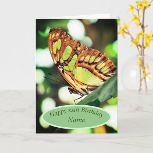 Carte Papillon observer la nature Anniversaire personnal (Fleur jaune)