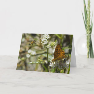 Carte Papillon orange et abeille