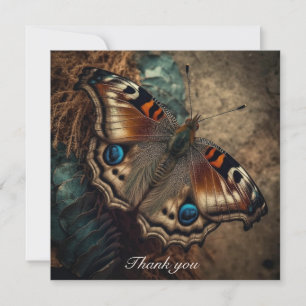 Carte Papillon Paon Sombre et Mystérieux Merci Nom Perso
