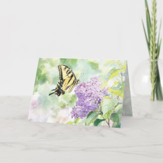 Carte "Papillon Papilio glaucus sur lilas"