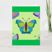 Carte Papillon patchwork sur fond vert