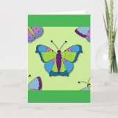 Carte Papillon patchwork sur fond vert (Devant)