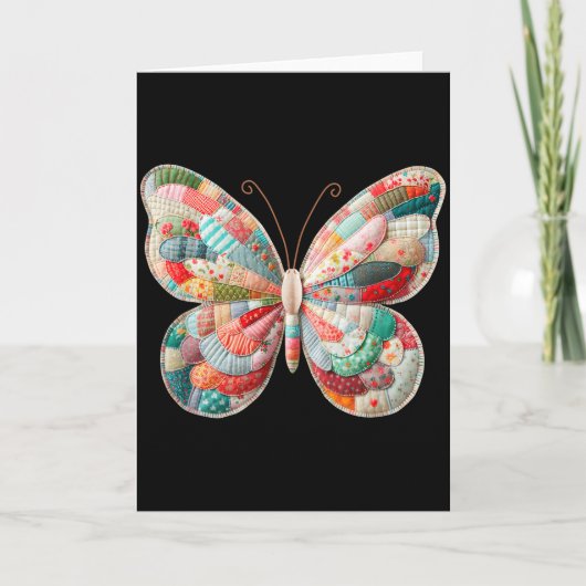 Carte Papillon Patchwork, T-shirt drôle rétro papillon f (Devant)