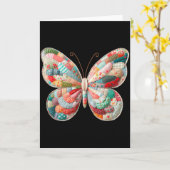 Carte Papillon Patchwork, T-shirt drôle rétro papillon f (Fleur jaune)