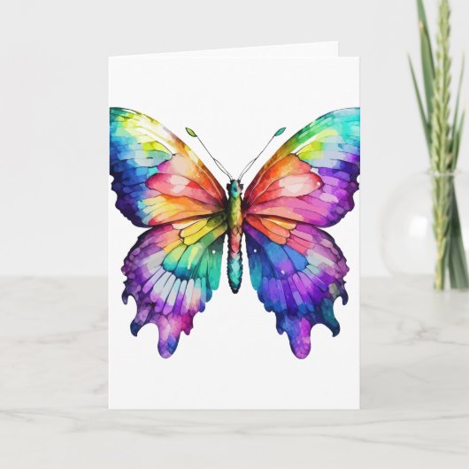 Carte Papillon peint à la main vive (blanc) (Devant)