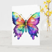 Carte Papillon peint à la main vive (blanc) (Fleur jaune)
