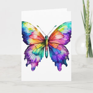 Carte Papillon peint à la main vive (blanc)