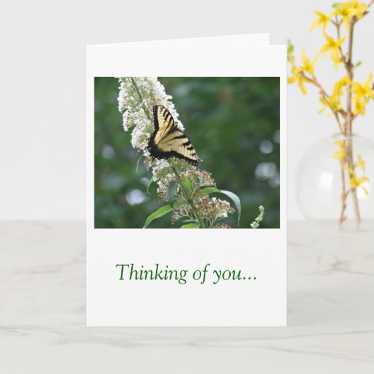 Carte Papillon pensant à vous (Fleur jaune)