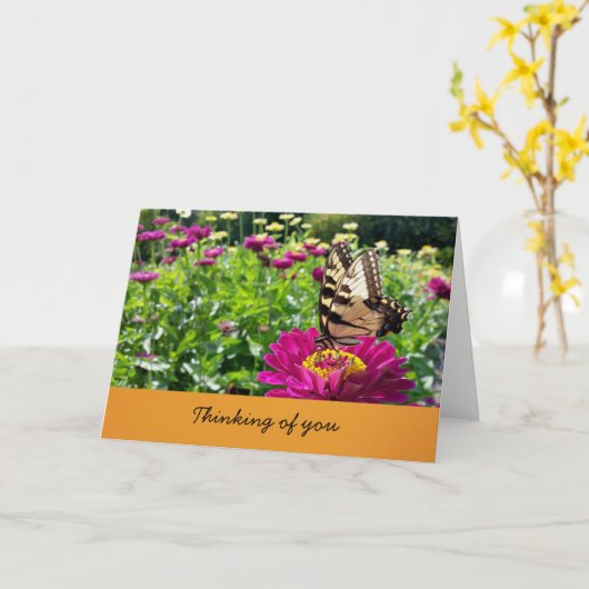 Carte Papillon - Pensées pour toi (intérieur vide) (Fleur jaune)