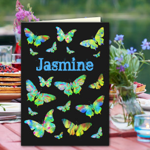 Carte Papillon psychédélique d'anniversaire de fille per