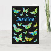 Carte Papillon psychédélique d'anniversaire de fille per (Devant)