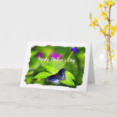 Carte Papillon Purple à taches rouges pour la fête des m (Fleur jaune)