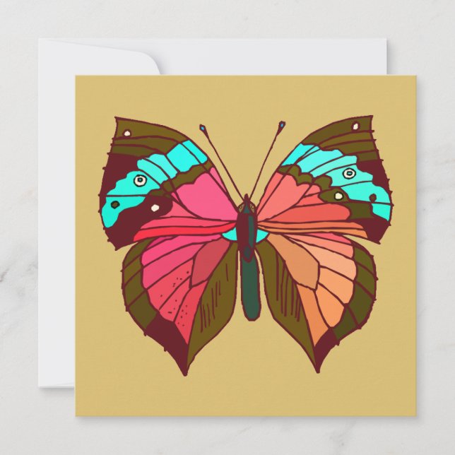 Carte Papillon rayé turquoise (Devant)