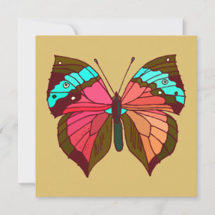 Carte Papillon rayé turquoise