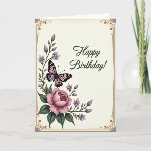 Carte Papillon Rose (Devant)