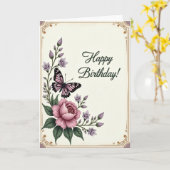Carte Papillon Rose (Fleur jaune)