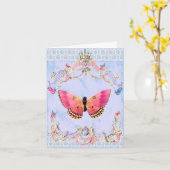 Carte Papillon rose (Fleur jaune)