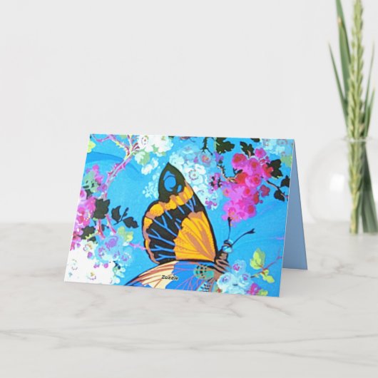 Carte Papillon rose et bleu (Dos)