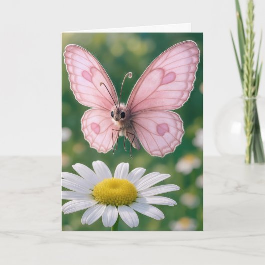 Carte Papillon Rose Fille d'Anniversaire (Devant)