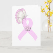 Carte Papillon rose ruban (Fleur jaune)