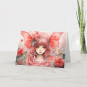 Carte Papillon Rouge Pixie Noël Fêtes (Devant)