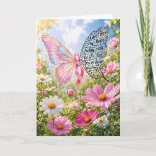 Carte Papillon Ruban Rose avec Citation Inspirante