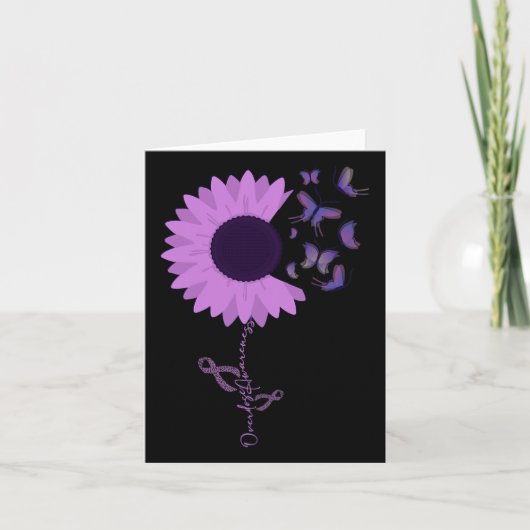 Carte Papillon Ruban Violet Tournesol (Devant)