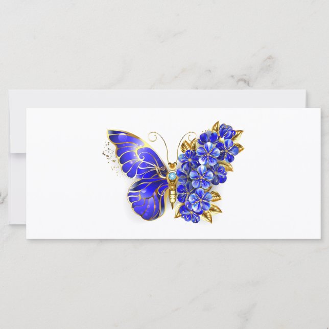 Carte Papillon saphir à fleurs (Devant)