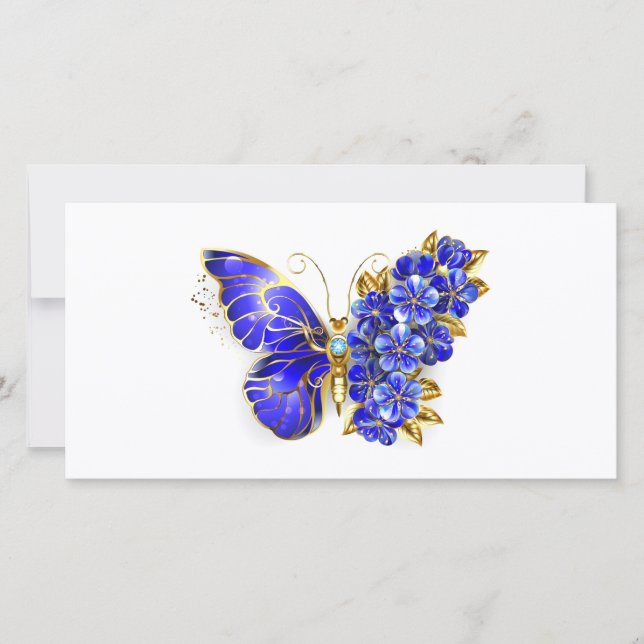 Carte Papillon saphir à fleurs (Devant)