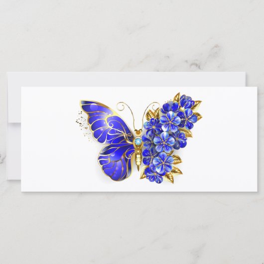 Carte Papillon saphir à fleurs (Devant)