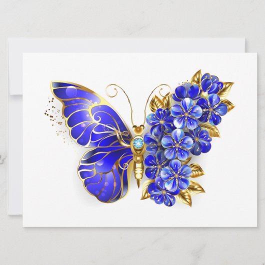 Carte Papillon saphir à fleurs (Devant)