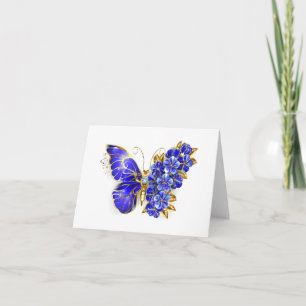 Carte Papillon saphir à fleurs