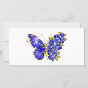 Carte Papillon saphir à fleurs