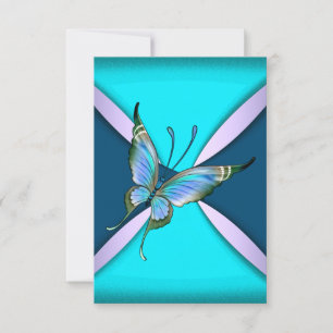 Carte Papillon sarcelle violet RSVP Enregistrer la date