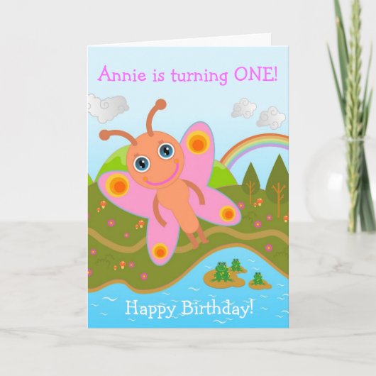 Carte Papillon souhaitant un joyeux anniversaire (Devant)