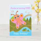 Carte Papillon souhaitant un joyeux anniversaire (Fleur jaune)