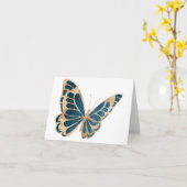 Carte Papillon spécial bleu et or BLANC (Fleur jaune)