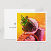 Carte Papillon sur astronaute - Mini impression (Devant / Derrière)