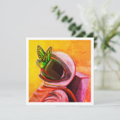 Carte Papillon sur astronaute - Mini impression (Debout devant)