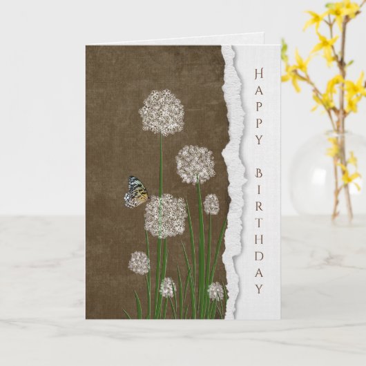 Carte papillon sur fleur bouffée blanche (Fleur jaune)