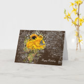 Carte papillon sur le bouquet de tournesol anniversaire (Fleur jaune)