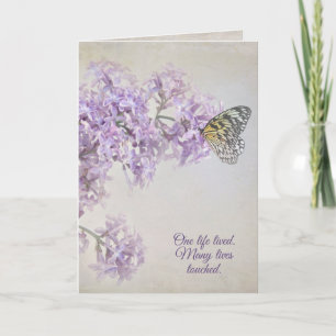 Carte Papillon sur Lilac Flower Sympathy