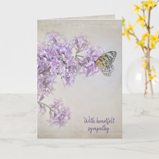 Carte Papillon sur Lilac Flower Sympathy (Fleur jaune)