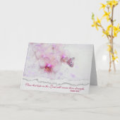 Carte Papillon sur orchidée rose avec versets bibliques (Fleur jaune)