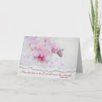 Papillon sur orchidée rose avec versets bibliques