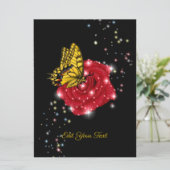 Carte Papillon sur rose rouge avec étoiles et gouttes de (Debout devant)