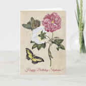 Carte papillon vintage rose (Devant)