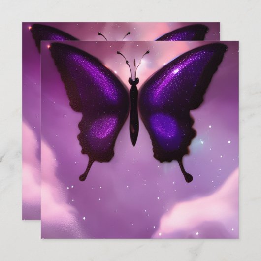 Carte Papillon violet profond (Devant / Derrière)